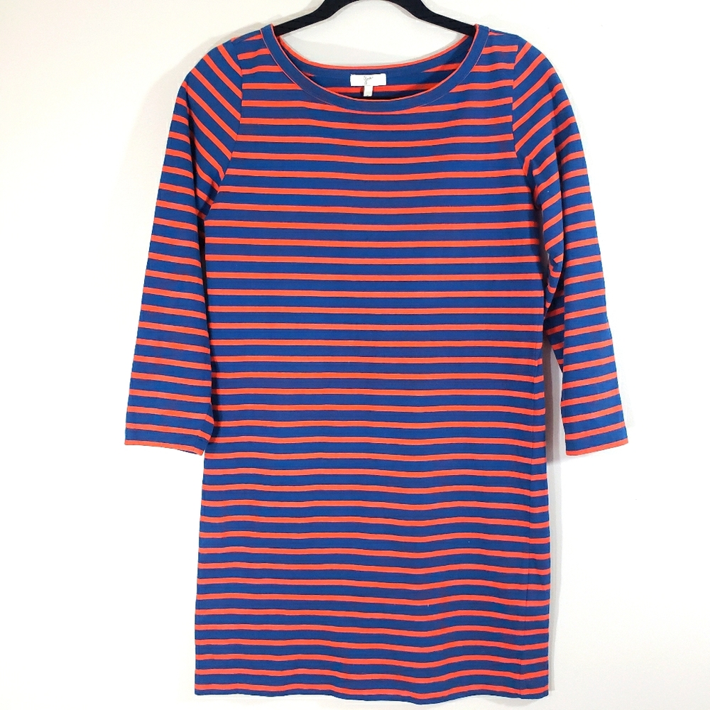 JOIE Winberry nautical preppy red & blue striped cotton pullover tunic dress